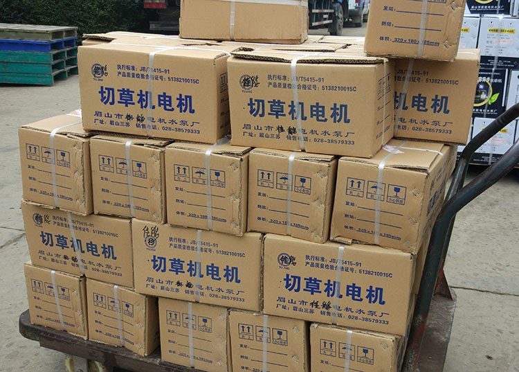 云南韩老板订的切割泵、普通电机、切草机电机共370台已发出