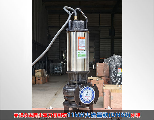 变频永磁同步双刀切割泵11kW大流量款(DN80)外观