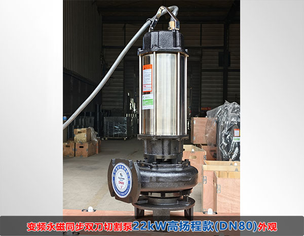变频永磁同步双刀切割泵22kW(DN80)大流量款外观